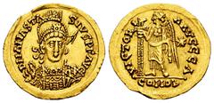 Byzantine Empire Ostrogoths. Presudo-Imperial. Theoderic. Solidus. 495-526 AD. Rome. In name of Anastasius I. (Metlich-8). (MIB-112). (Tesorillo-Ostrogodos 2, Plate Coin). Anv.: D N ANASTASIVS P P AVG