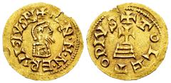 Visigothic Coins Ervigius (680-687). Tremissis. Toleto (Toledo). (Cnv-497). (R. Pliego-637a). (Miles-399a). Anv.: + I · D · N · M · N · ERVIGIVS P+. Rev.: + TOLETO PIVS. Au. 1,42 g. Thin crack. Very s