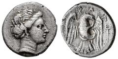 Greek Coins Euboia. Chalkis. Drachm. 290-273/1 BC. (Bcd-Euboia 178/80). (Hgc-4, 1464). Anv.: Head of the nymph Chalkis to right. Rev.: Eagle flying to right, clutching serpent in beak and talons; XAΛ 