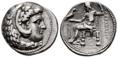 Greek Coins Seleukid Kingdom. Seleukos I Nikator. Tetradrachm. 311-300 BC. Babylon. In the name and types of Alexander III of Macedon. (Price-3765). (SC-82.3i). (Hgc-9,10f). Anv.: Head of Herakles rig