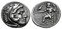 Greek Coins Kingdom of Macedon. Philip III Arrhidaios. Drachm. 323-317 BC. Uncertain mint in Asia Minor. In the types of Alexander III. (Price-P112). (Müller-P36). Anv.: Head of Herakles to right, wea