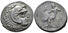 Greek Coins Pamphylia. Aspendos. Tetradrachm. CY 8 = 205-204 BC. In the name and types of Alexander III of Macedon. (Price-2888b). (SNG von Aulock-6654). Anv.: Head of Herakles to right, wearing lion 