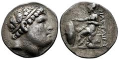 Greek Coins Kingdom of Pergamum. Philetairos. Tetradrachm. 270-230 BC. Pergamon. (SNG BnF-1604 (Eumenes I)). (Westermark-Group III). Anv.: Laureate head of Philetairos to right. Rev.: Athena enthroned