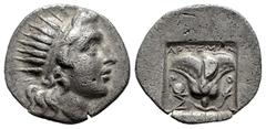 Greek Coins Rhodos. Rhodes. Drachm. 177-150 BC. Artemon magistrate. (Jenkins-Rhodian, Group A, 20). (Bmc-253). (Hgc-6, 1457). Anv.: Radiate head of Helios to right. Rev.: Rose with bud to right; ΑΡΤΕΜ