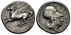 Greek Coins Sicily. Syracuse. Stater. 341-335 BC. Time of Timoleon and the Third Democracy. (Pegasi-II p. 607, 1-2). (Sng Ans-499). (Hgc-2, 1400). Anv.: Pegasos flying to left. Rev.: Head of Athena to