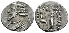 Greek Coins Kingdom of Parthia. Phraatakes. Tetradrachm. SE 310 (September 2 BC).. Seleukeia on the Tigris. (Sellwood-56.3). (Shore-312). Anv.: Diademed and draped bust left. Rev.: Phraatakes seated r