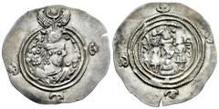 Greek Coins Sassanid Empire. Khusro II. Drachm. RY 6. WYHC (Weh-az-Amid-Kavad). (Göbl-II/2). Ag. 4,10 g. Choice VF. Est...50,00. Spanish description: Imperio Sasánida. Khusro II. Dracma. RY 6. WYHC (W