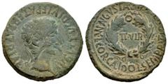 Celtiberian Coins Bilbilis. Augustus period. Unit. 27 BC - 14 AD. Calatayud (Zaragoza). (Abh-280). (Acip-3020 var). Anv.: AVGVSTVS. DIV. F. PATER. PATRIAE. around laureate head of Augustus right. Rev.