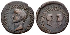 Celtiberian Coins Carthage Nova. Time of Tiberius. Half unit. 14-36 AD. Cartagena (Murcia). (Abh-607). (Acip-3151a). Anv.: TI. CAESAR. DLVI. AVGVSTI. F. AVGVSTVS. P. M. Bare head of Tiberius left. Rev