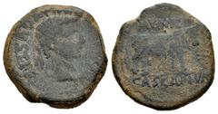 Celtiberian Coins Cascantum. Time of Tiberius. Half unit. 14-36 AD. Cascante (Navarra). (Abh-693). (Acip-3158). Anv.: Laureate head of Tiberius to the right, around (TI CAESAR DIVI) AVGVSTI F. Rev.: B