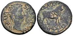 Celtiberian Coins Kelse-Celsa. Augustus period. Unit. 27 BC - 14 AD. Velilla de Ebro (Zaragoza). (Abh-810). (Acip-3164). (Tesorillo-Type 5/05). Anv.: AVGVSTVS. DIVI. F. Laureate head of Augustus right