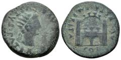 Celtiberian Coins Emerita Augusta. Time of Tiberius. Unit. 14-36 AD. Mérida (Badajoz). (Abh-1040). Anv.: DIVVS. AVGVSTVS. PATER. Radiate head of Augustus right, sheaf of rays before. Rev.: City gate, 