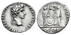 Roman Imperatorial Augustus. Denarius. 7-6 BC. Lugdunum. (Ric-I 207). (Bmcre-519ff). (Rsc-43). Anv.: CAESAR AVGVSTVS DIVI F PATER PATRIAE, laureate head to right. Rev.: AVGVSTI F COS DESIG (PRINC IVVE
