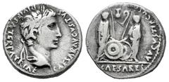 Roman Imperatorial Augustus. Denarius. 7-6 a. C. Lugdunum. (Ffc-22). (Ric-207). (Cal-852). Anv.: CAESAR AVGVSTVS DIVI. F. PATER. PATRIE, his laureate head right. Rev.: C.L. CAESARES AVGVSTI. F. COS. D