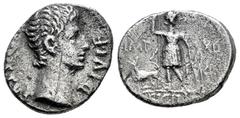 Roman Imperatorial Augustus. Denarius. 11-10 BC. Lugdunum. (Ffc-129). (Ric-183). (Cal-832). Anv.: AVGVSTVS DIVI. F , bare head of Augustus right. Rev.: IMP. - XII. SICILI, Diana Venatrix standing towa