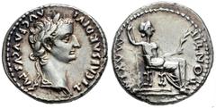 Roman Imperial Tiberius. Denarius. 36-37 AD. Rome. (Ric-I 28 var.). (Bmcre-42 var.). (Rsc-16b var.). Anv.: TI CAESAR DIVI AVG F AVGVSTVS, laureate head to right. Rev.: PONTIF MAXIM, Livia, as Pax, sea