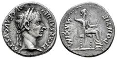 Roman Imperial Tiberius. Denarius. 36-37 AD. Lugdunum. (Ric-I 30). (Bmcre-48). (Rsc-16a). Anv.: TI CAESAR DIVI AVG F AVGVSTVS, laureate head to right. Rev.: PONTIF MAXIM, Livia, as Pax, seated to righ