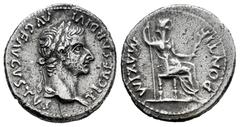 Roman Imperial Tiberius. Denarius. 36-37 AD. Lugdunum. (Ric-I 30). (Bmcre-48). (Rsc-16a). Anv.: TI CAESAR DIVI AVG F AVGVSTVS, laureate head to right. Rev.: PONTIF MAXIM, Livia, as Pax, seated to righ