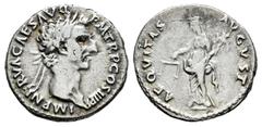 Roman Imperial Nerva. Denarius. 97 AD. Rome. (Ric-13). (Bmcre-24). (Seaby-3). Anv.: IMP NERVA CAES AVG PII M TR P COS II P P, Laureate head right. Rev.: AEQVITAS AVGVST, Aequitas standing left, holdin