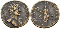 Roman Imperial Hadrian. Sestertius. 119-120 AD. Rome. (Ric-260). Anv.: CAESAR TRAIANVS HADRIANVS AVG P M TR P COS III. Laureate bust of Hadrian to right, with slight drapery on his left shoulder. Rev.