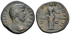 Roman Imperial Aelius. Sestertius. 136-138 AD. Rome. (Ric-II 1060). (C-31). Anv.: L AELIVS CAESAR, bare head to right. Rev.: TR POT COS II, Pannonia standing facing, to right, holding vexillum upright