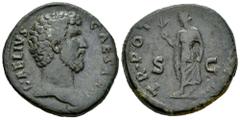 Roman Imperial Aelius. Sestertius. 137 AD. Rome. (Ric-II 3 2696). (Bmcre-1914 var. Bust.). Anv.: L AELIVS CAESAR, bare head to right, slight drapery on far shoulder. Rev.: TR POT (COS II), Spes walkin