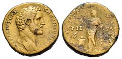 Roman Imperial Antoninus Pius. Sestertius. 138 d.C. Rome. (Ric-II 1083a). (Banti-272). (C-604). Anv.: IMP T AELIVS CAESAR ANTONINVS. Head bare to right. Rev.: TRI(B) POT (COS). Pietas standing to left