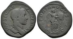 Roman Imperial Severus Alexander. Sestertius. 230 AD. Rome. (Ric-IV 616). (Bmcre-643). (C-567). Anv.: IMP SEV ALEXANDER AVG, laureate bust to right, slight drapery on far shoulder. Rev.: VICTORIA AVGV