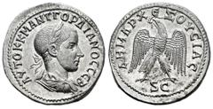 Roman Imperial Gordian III. Seleucis and Pieria. Tetradrachm. 238-240 AD. Antioch. (McAlee-860). (Prieur-282). Anv.: AYTOK K M ANT ΓOΡΔΙΑΝΟC CЄB. Laureate, draped and cuirassed bust to right. Rev.: ΔΗ