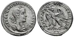 Roman Imperial Philip I. Seleucis and Pieria. Tetradrachm. 244-249 AD. Antioch. (Prieur-473). (McAlee-1043). Anv.: ΑΥΤΟΚ Κ Μ ΙΟΥΛΙ ΦΙΛΙΠΠΟC CЄΒ. Laureate, draped and cuirassed bust to right. Rev.: ΔΗΜ