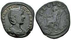 Roman Imperial Otacilia Severa. Sestertius. 244-249 AD. Rome. (Ric-IV 203a). (C-10). Anv.: MARCIA OTACIL SEVERA AVG, diademed and draped bust to right. Rev.: CONCORDIA AVGG, Concordia seated to left, 
