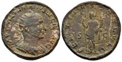 Roman Imperial Trajan Decius. Double sestertius. 249-251 AD. Rome. (Ric-IV 115a). (Banti-9). Anv.: IMP C M Q TRAIANVS DECIVS AVG, radiate and cuirassed bust to right, slight drapery over far shoulder.