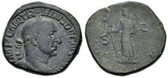 Roman Imperial Trajan Decius. Sestertius. 249-251 AD. Rome. (Ric-IV 113b). Anv.: IMP C M Q TRAIANVS DECIVS AVG, laureate and cuirassed bust to right. Rev.: D(ACI)A, Dacia standing to left, holding sta