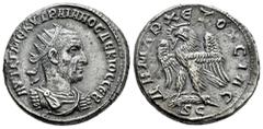 Roman Imperial Trajan Decius. Seleucis and Pieria. Tetradrachm. 249-250 AD. Antioch. (Prieur-515). (McAlee-1121a). Anv.: ΑΥΤ Κ Γ ΜЄ ΚΥ ΤΡΑΙΑΝΟϹ ΔЄΚΙΟϹ ϹЄΒ, Radiate, draped and cuirassed bust to right,