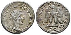 Roman Imperial Trajan Decius. Seleucis and Pieria. Tetradrachm. 249-251 d.C. Antioch. (Prieur-529 var). (McAlee-1116c var). Anv.: ΑΥΤ Κ Γ ΜЄ ΚΥ ΔЄΚΙΟϹ ΤΡΑΙΑΝΟϹ ϹЄΒ. Radiate, draped and cuirassed bust 