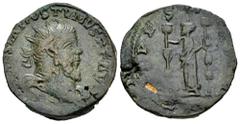 Roman Imperial Postumus. Double sestertius. 260-269 AD. Lugdunum. (Ric-V 2 123). (C-74). Anv.: (IMP C M) CASS LAT POSTVMVS P F AVG, radiate, draped and cuirassed bust to right. Rev.: (F)IDES M(ILITVM)