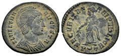 Roman Imperial Helena. Follis. 326 AD. Ticinum. (Ric-VII 202). Anv.: FL HELENA AVGVSTA, diademed and mantled bust to right. Rev.: SECVRITAS REIPVBLICE, Securitas standing to left, holding branch and r