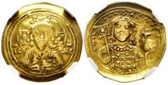 Byzantine Empire Michael VII Ducas. Histamenon nomisma. 1071-1078 AD. Constantinople. (Doc-2d). (Sear-1868). Anv.: Half-length bust of Christ Pantokrator facing; IC-XC across fields. Rev.: ⧾ MIXAHΛ RA