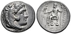Greek Coins Kingdom of Macedon. Alexander III, "The Great". Tetradrachm. 327-323 BC. Tarsos. (Price-3022). Anv.: Head of Herakles right, wearing lion's skin headdress. Rev.: ΛEΞANΔΡOΥ, Zeus seated lef