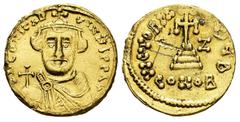 Byzantine Empire Constans II. Solidus. IY 7 = 648/9 AD. Constantinople. (Doc-13 var.). (MIB-16a var.). (Sear-949 var.). Anv.: ∂ N CONSƮANƮINЧS P P AV, half-length bust facing, wearing crown and chlamy