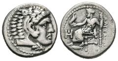 Greek Coins Imperio Macedonio. Alejandro III Magno. Dracma. 336-323 a.C. Incierta. (Müller-759). Anv.: Cabeza de Heracles a derecha recubierta con piel de león. Rev.: Zeus sentado a izquierda con cetr
