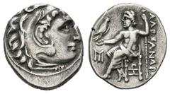 Greek Coins Imperio Macedonio. Alejandro III Magno. Dracma. 310-301 a.C. Incierta. (Price-1530). (Müller-1620). Anv.: Cabeza de Heracles a derecha recubierta con piel de león. Rev.: Zeus sentado a izq