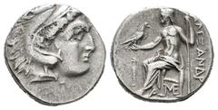 Greek Coins Imperio Macedonio. Alejandro III Magno. Dracma. 310-301 a.C. Lampsakos. (Price-1417). Anv.: Cabeza de Heracles a derecha recubierta con piel de león. Rev.: Zeus sentado a izquierda con cet
