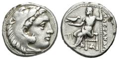 Greek Coins Imperio Macedonio. Alejandro III Magno. Dracma. 336-323 a.C. Sardes. (Price-2629). Anv.: Cabeza de Heracles a derecha recubierta con piel de león. Rev.: Zeus sentado a izquierda con cetro 