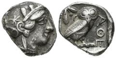 Greek Coins / Grecia Antigua Ática. Tetradracma-Tetradrachm. 449-413 a.C. Atenas. (Gc-2526). Anv.: Cabeza de Atenea con casco a derecha. Rev.: Lechuza a derecha, mirando de frente con rama de olivo y 