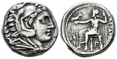 Greek Coins / Grecia Antigua Imperio Macedonio. Alejandro III Magno. Tetradracma-Tetradrachm. 336-323 a.C. Macedonia. (Müller-280). Anv.: Cabeza de Heracles recubierta con piel de león. Rev.: Cabeza d