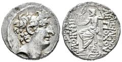 Greek Coins / Grecia Antigua Imperio Seleucida. Antioco VIII. Tetradracma-Tetradrachm. 120-96 a.C. Siria. (Cy-3099). Anv.: Cabeza diademada a derecha. Rev.: Zeus entronizado a izquierda con Victoria c