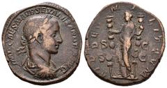 Roman Imperial / Imperio Romano Alejandro Severo. Sestercio-Sestertius. 225 d.C. Roma. (Spink-1964). (Ric-552). Rev.: FIDES MILITVM SC. Fides entre estandartes. Ae. 16,39 g. MBC-. Est...45,00.