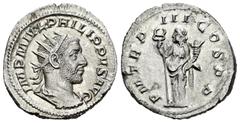 Roman Imperial / Imperio Romano Filipo I. Antoniniano-Antoninianus. 246 d.C. Roma. (Spink-8944). (Ric-3). Rev.: P M TR P III COS P P. Felicitas en pie a izquierda con caduceo y cuerno de la abundancia