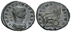 Roman Imperial / Imperio Romano Aureliano. Antoniniano-Antoninianus. 270-271 d.C. Siscia. (Spink-11539 similar). (Ric-220). Rev.: FORTVNA REDVX. Fortuna sentada a izquierda sobre rueda con timón y cue